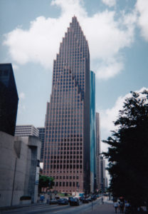 The Bank of America Center, seen from Smith Street in Downtown Houston (photo by Kathy M. Slaughter)