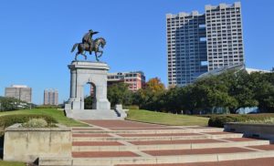 The Sam Houston Monument in Hermann Park (Creative Commons photo attribution: photo courtesy https://commons.wikimedia.org/wiki/User:Agsftw